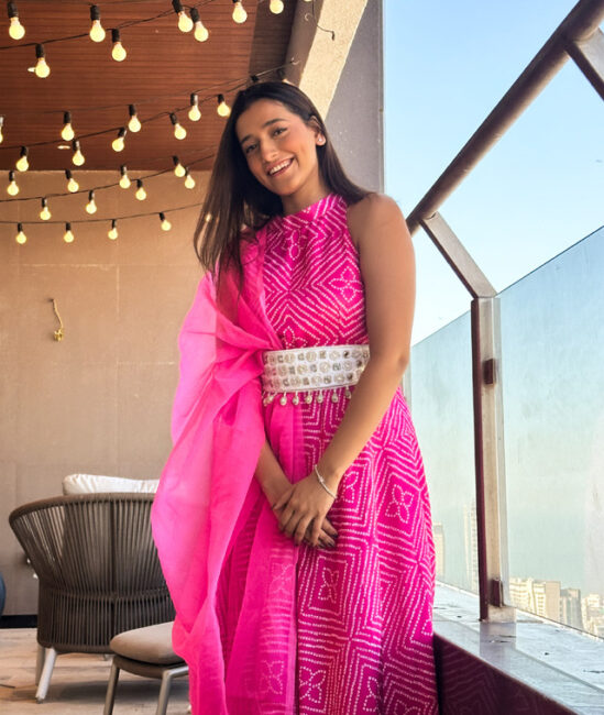 Indian Wedding Guest Look - Pink Kurta Set With Belt
