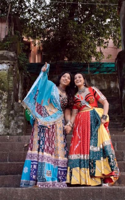 Influencers Alfiya Khan and Aashi Adani at a Navratri Shoot