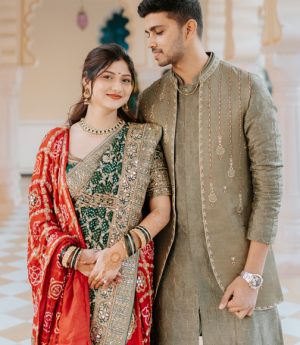 Bride and Groom's Sakharpuda/Engagement Looks